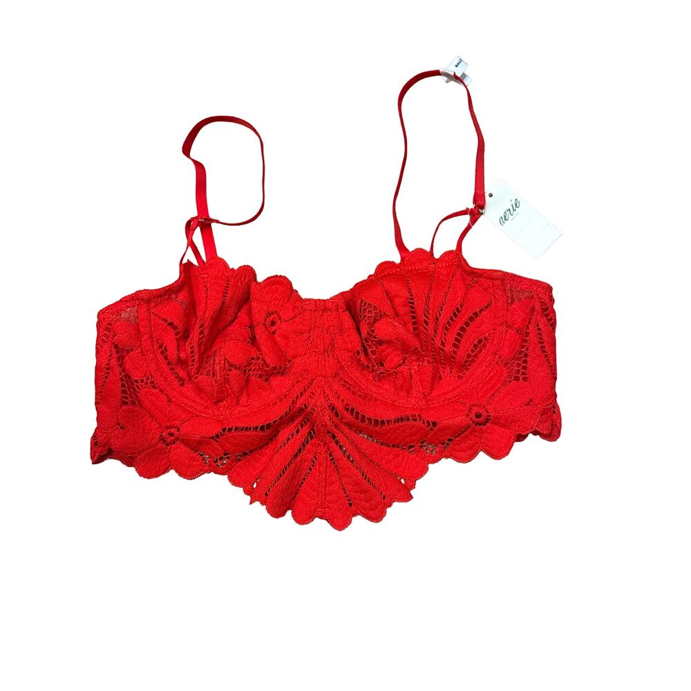 NWT Aerie Balconette Bra 32B Red Lace Show Off Feminine